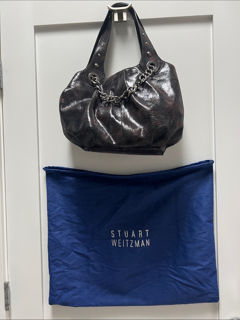 Vintage Stuart Weitzman Crinkle Leather Slouchy Hobo Bag - Y2K/2010s
